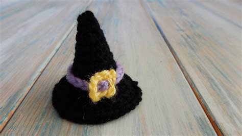 Diminutive crocheted witch hat